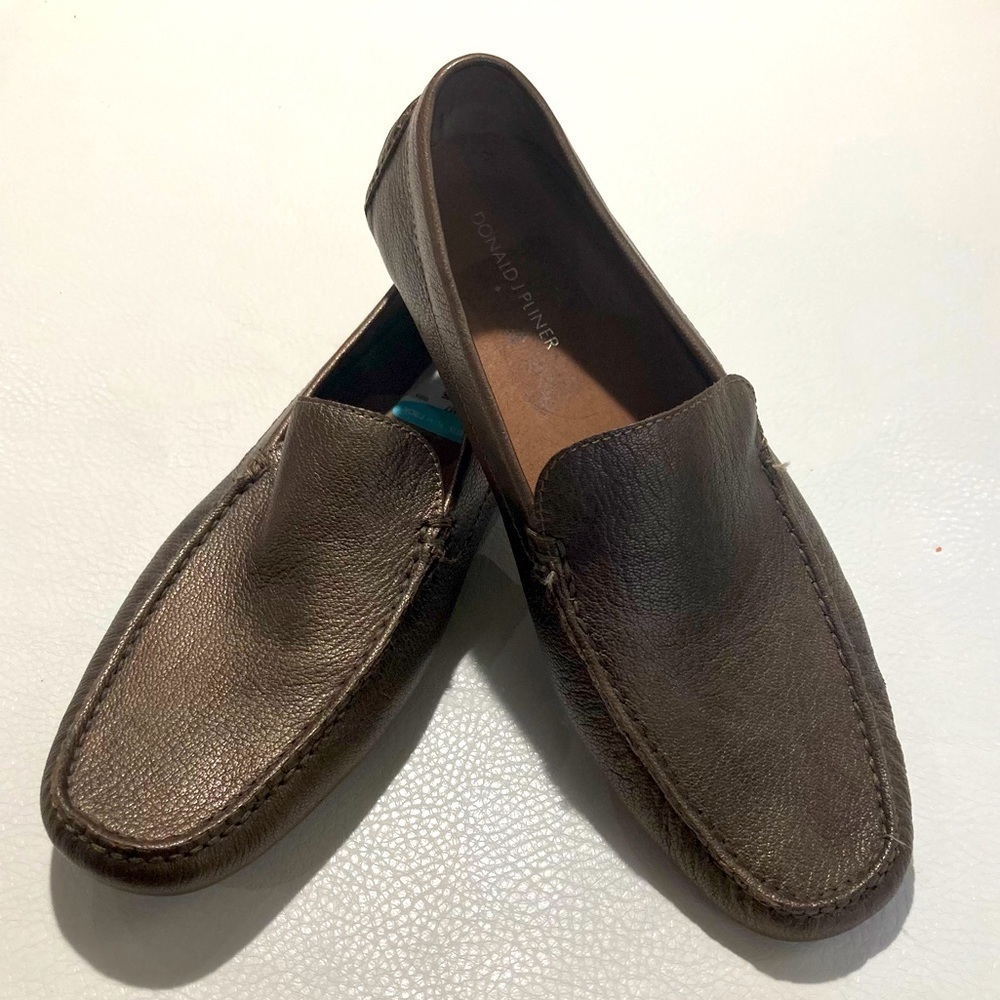 DONALD J. PLINER Sz 8.5 Vieto Pewter Driving Loafer Slip On Shoes NWT